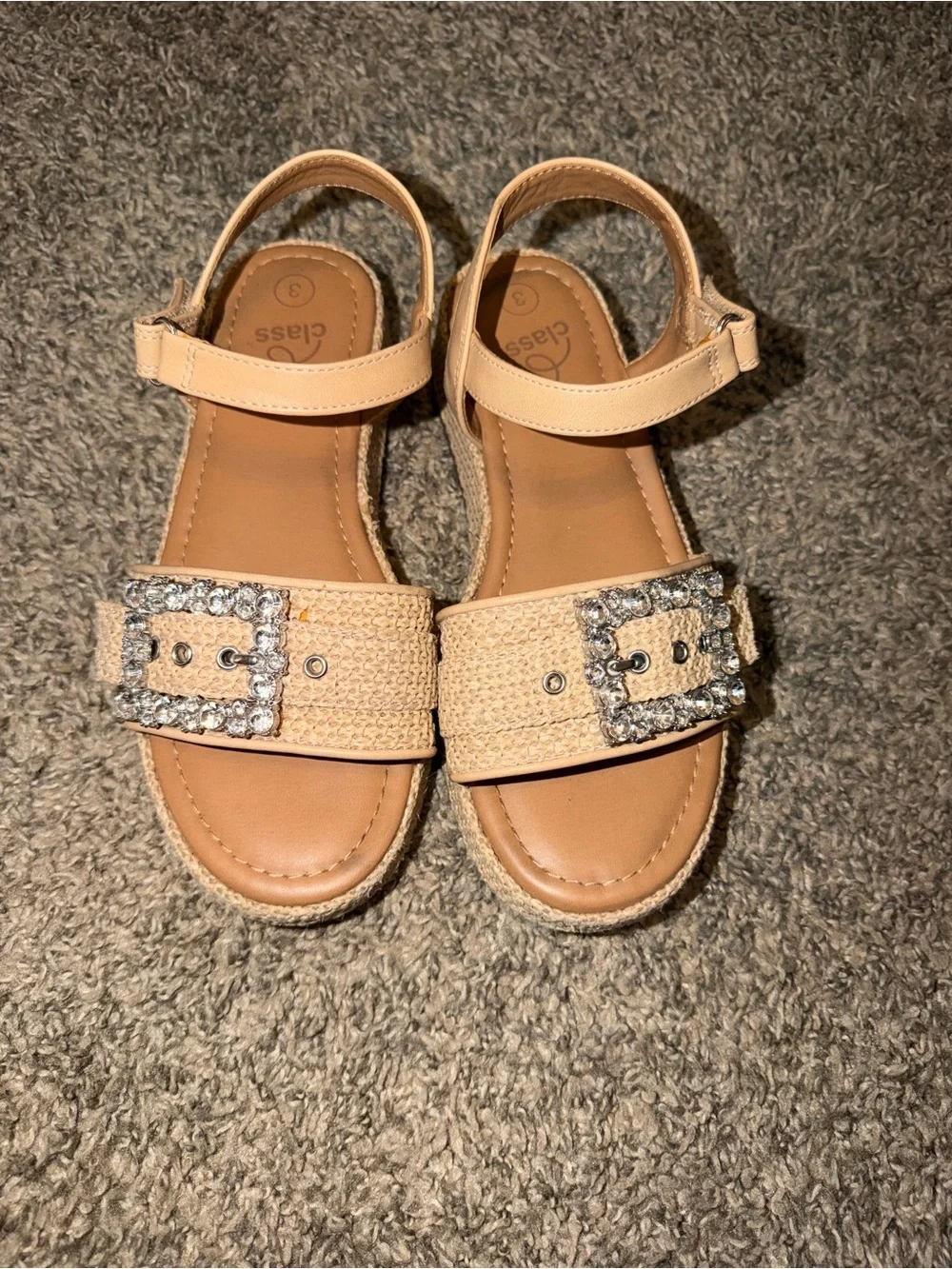Art class Classic Neutral Girls' Sandals with Sparkle Buckle